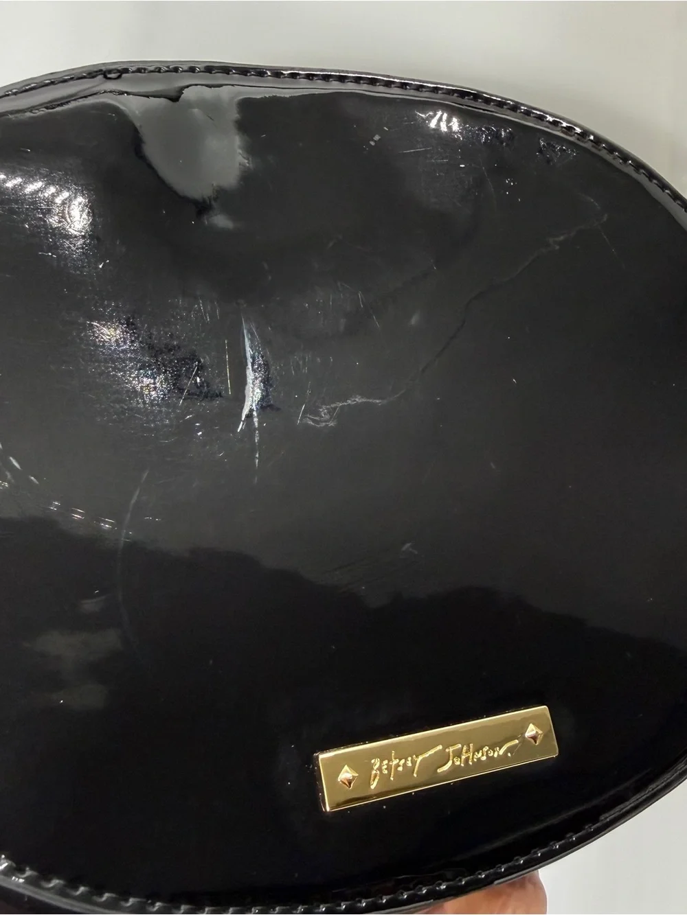 Betsey Johnson Glampire Vampire Crossbody Bag Fang Lips Faux Patent Leather - Picture 7 of 15